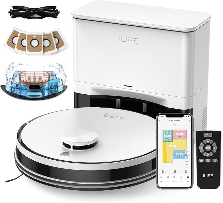 ILIFE A30 Pro Robot Vacuum and Mop: Self Emptying Station, 5000Pa Suct