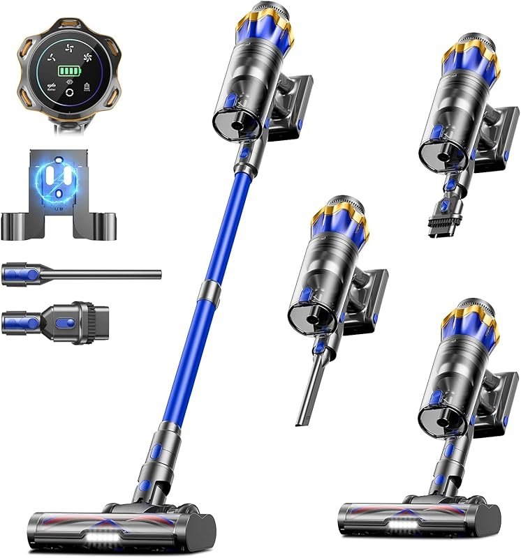 650W Cordless Stick Vacuum: 55KPA Suction, 70-Minute, Touch Screen, Se