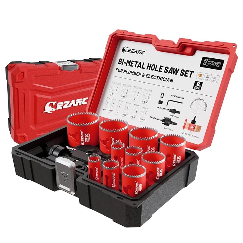 EZARC 16-Piece Bi-Metal Hole Saw Set with 3/4