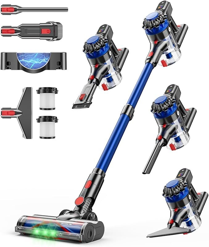 500W/40Kpa cordless stick vacuum with 60-min runtime, LED display, ant