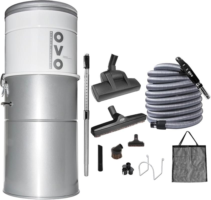 OVO 750 Airwatts Heavy Duty Central Vacuum: Hybrid Filtration, 35L Cap