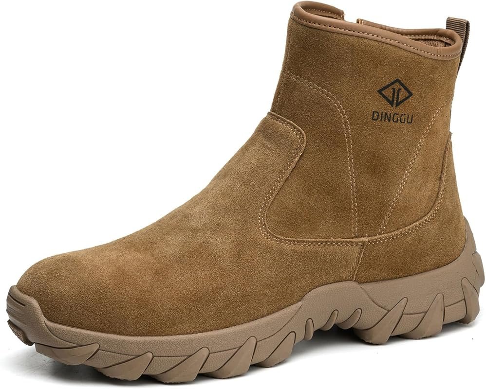 Men's Leather Steel Toe Work Boots - Slip-Resistant, Comfortable Safet