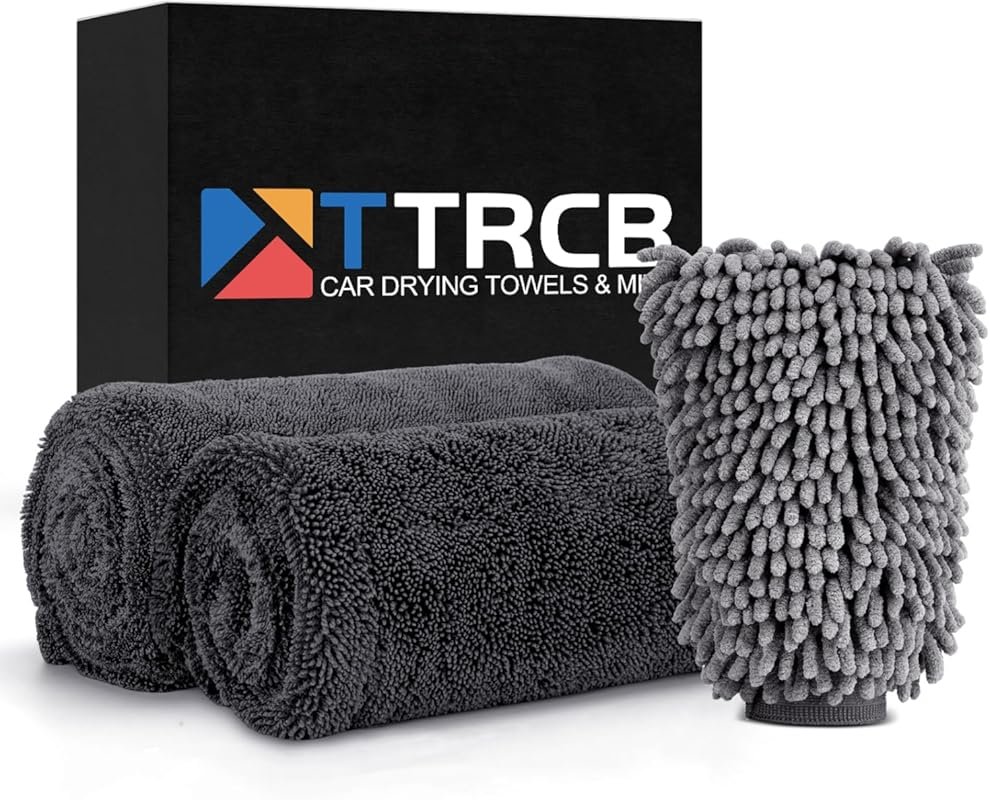 TTRCB Car Wash Kit with 2 Drying Towels, Wash Mitt & Microfiber Towels