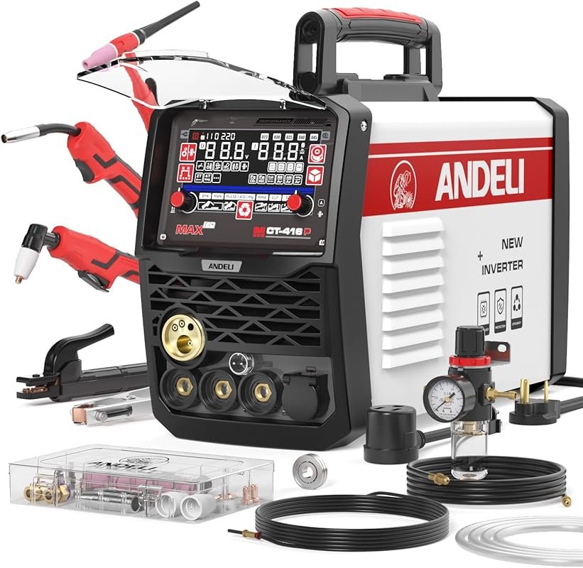 ANDELI 6-in-1 Plasma Cutter Welder Combo: Pulse MIG, HF TIG, Stick, Fl
