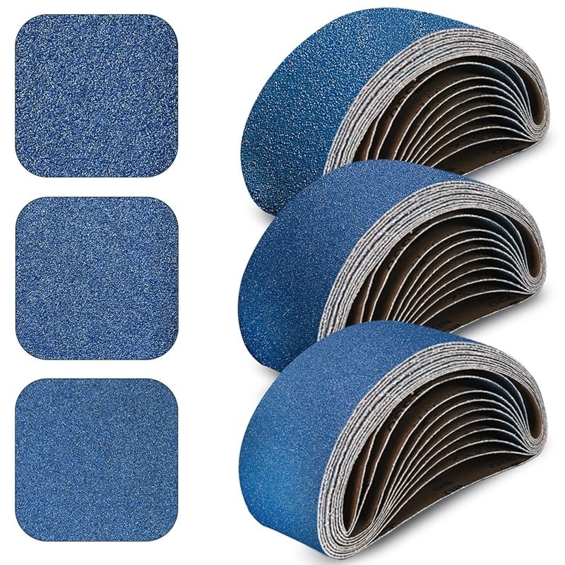 3x21 Zirconia Sanding Belts, 30-Pack with 80,120,150 Grits for Multi-S