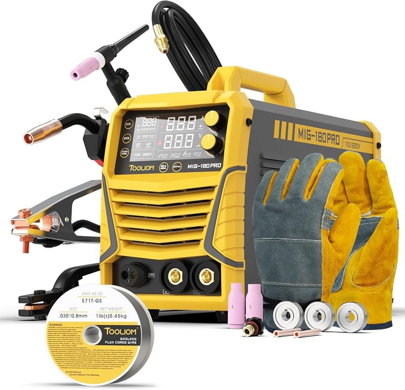 TOOLIOM 180A 4-in-1 Multiprocess Welder, MIG/Flux Core/Stick/Lift TIG 