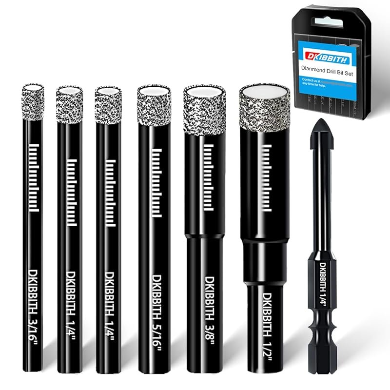 DKIBBITH 7-Pack Dry Diamond Drill Bits & Tile Drill Bit Set for Cerami