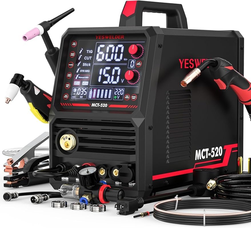 YESWELDER MCT-520 6-in-1 Welder and Plasma Cutter: MIG/Flux Core MIG/C