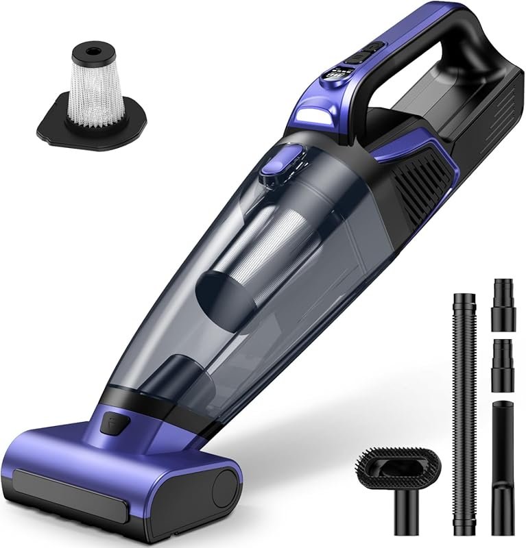 Pet Hair Handheld Vacuum Cordless: 20000PA Powerful Car Vacuum with Mo