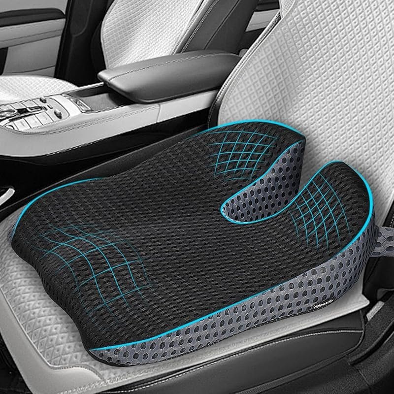 Memory Foam Car Booster Cushion - Wedge Design for Height and Comfort,