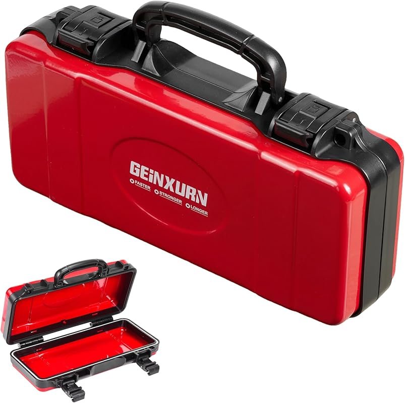 11-Inch Red Steel Heavy-Duty Tool Case with Safety Latch and Handle fo