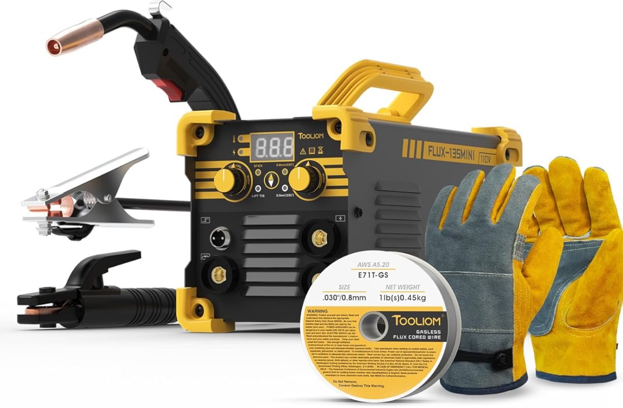 TOOLIOM 135A Portable 3-in-1 Multi-Process Welder with Flux Core MIG, 