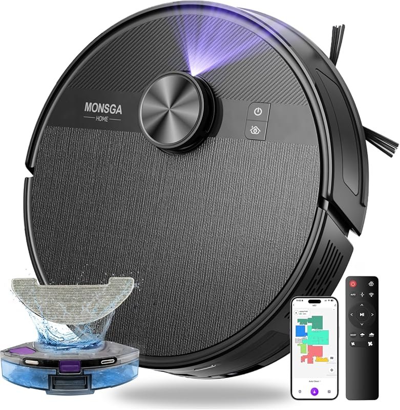MONSGA Robot Vacuum and Mop Combo, 7000Pa Robotic Vacuum with Lidar Na