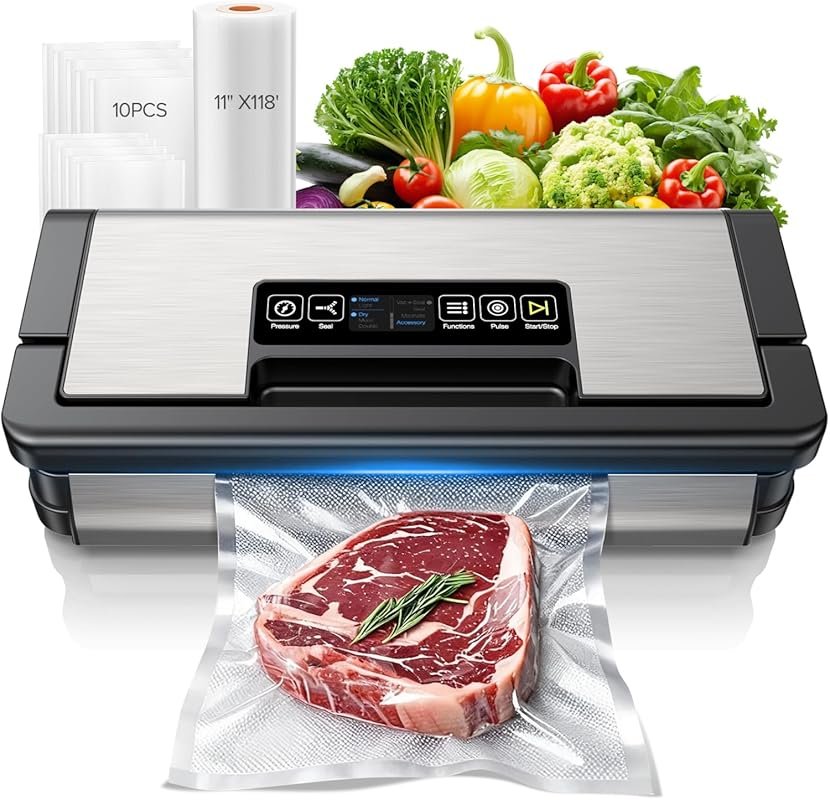 95kPa Vacuum Sealer Machine, Fully Automatic Food Sealer with Touch Di