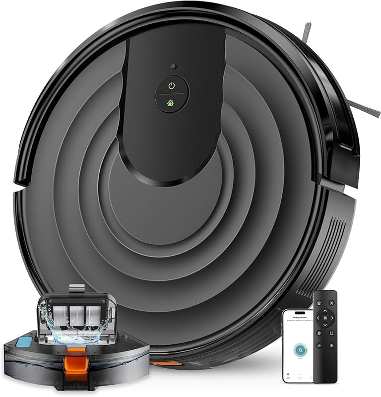 Slim Robot Vacuum and Mop: 5000Pa, 130-min, low noise, self-charging,