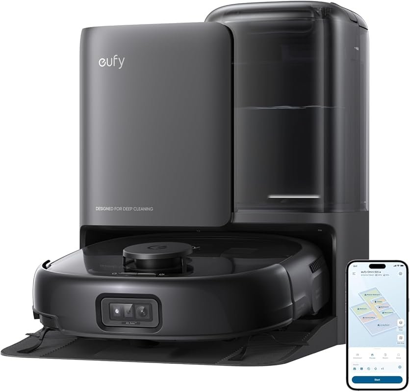 eufy Robot Vacuum E25 with 20,000 Pa Turbo Suction, Roller Mop with Hy
