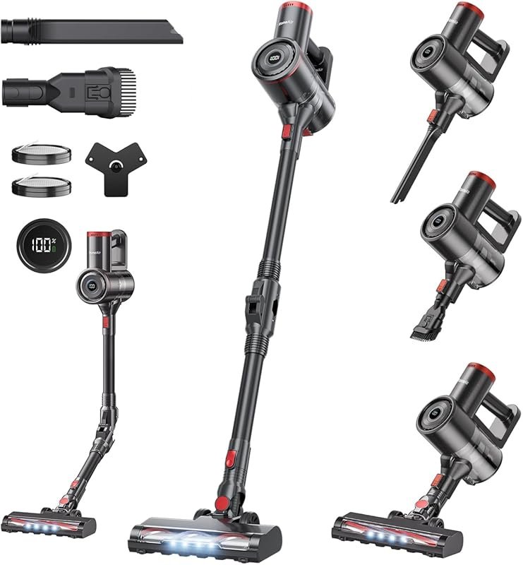 450W 40Kpa 45Min Self-Standing Cordless Vacuum: Cleans Under Furniture