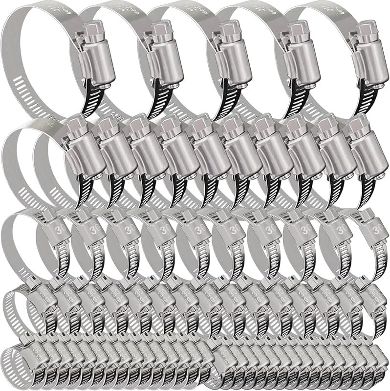 70-Pack Stainless Steel Worm Gear Hose Clamps, Adjustable 8-64mm for P