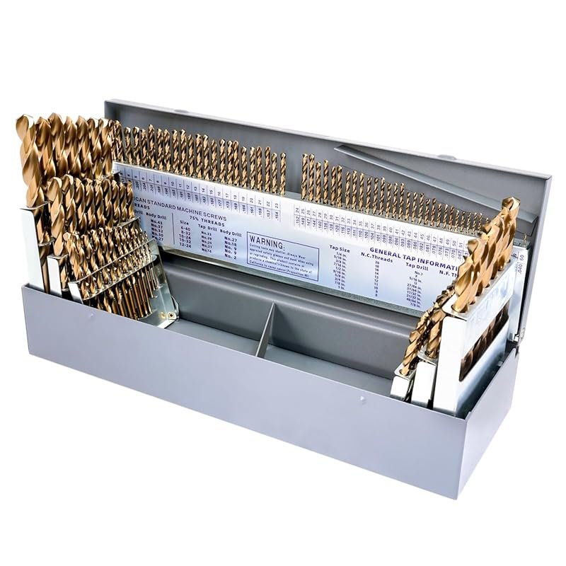 115-Piece M35 Cobalt Drill Bit Set for Hardened Metals, Stainless Stee