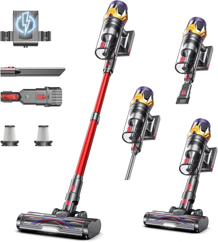 55KPA 650W Cordless Stick Vacuum: 70-Min Runtime, Hurricane Mode, Self