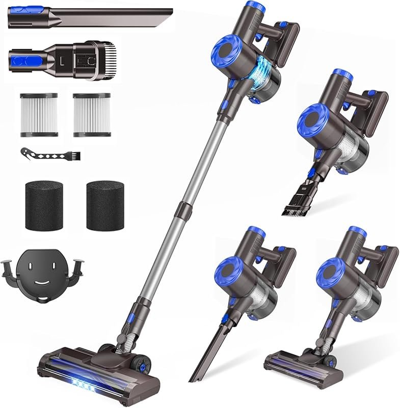 40KPa Cordless Stick Vacuum: Lightweight, 8-in-1, Self-Standing, 1.5L 