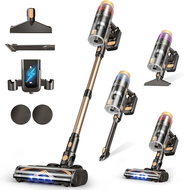 580W Cordless Stick Vacuum: 48KPA Suction, 70Min, Touch Screen, High-P