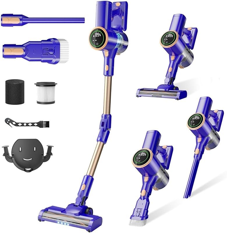 180° Bendable Wand Cordless Vacuum: LED Touch Screen, 8-in-1, 1.5L Dus