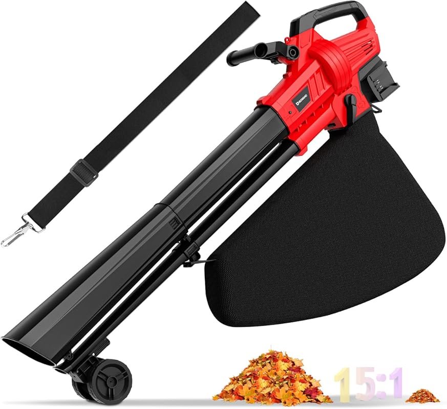 3-in-1 Cordless Leaf Blower Vacuum Mulcher, 40L Bag, 5 Speeds with Tur