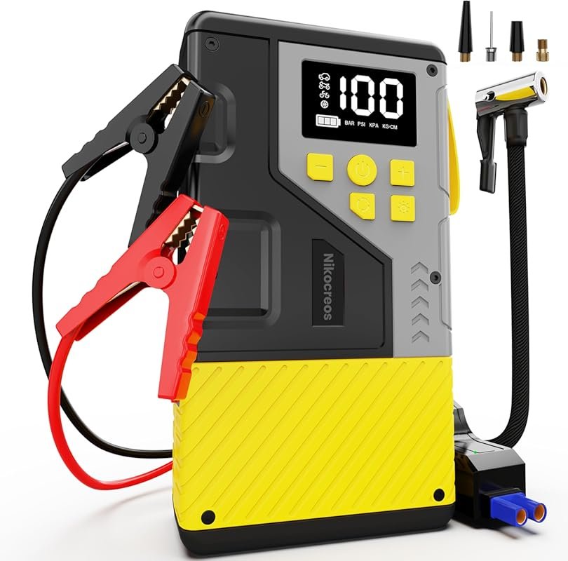 3000A Jump Starter with 150PSI Air Compressor for 12L Gas/10L Diesel, 