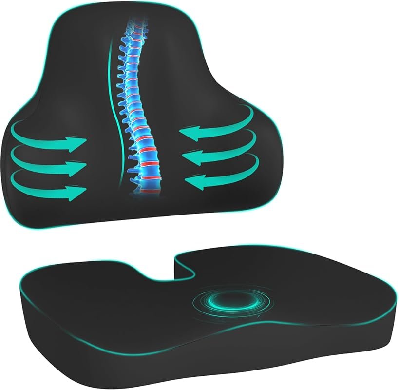 Ergonomic Memory Foam Seat Cushion Relieves Tailbone Pain and Sciatica