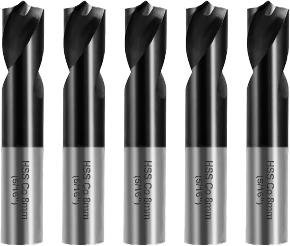 RENYU 5-Piece Cobalt Spot Weld Drill Bit Set, Titanium Coated for Weld