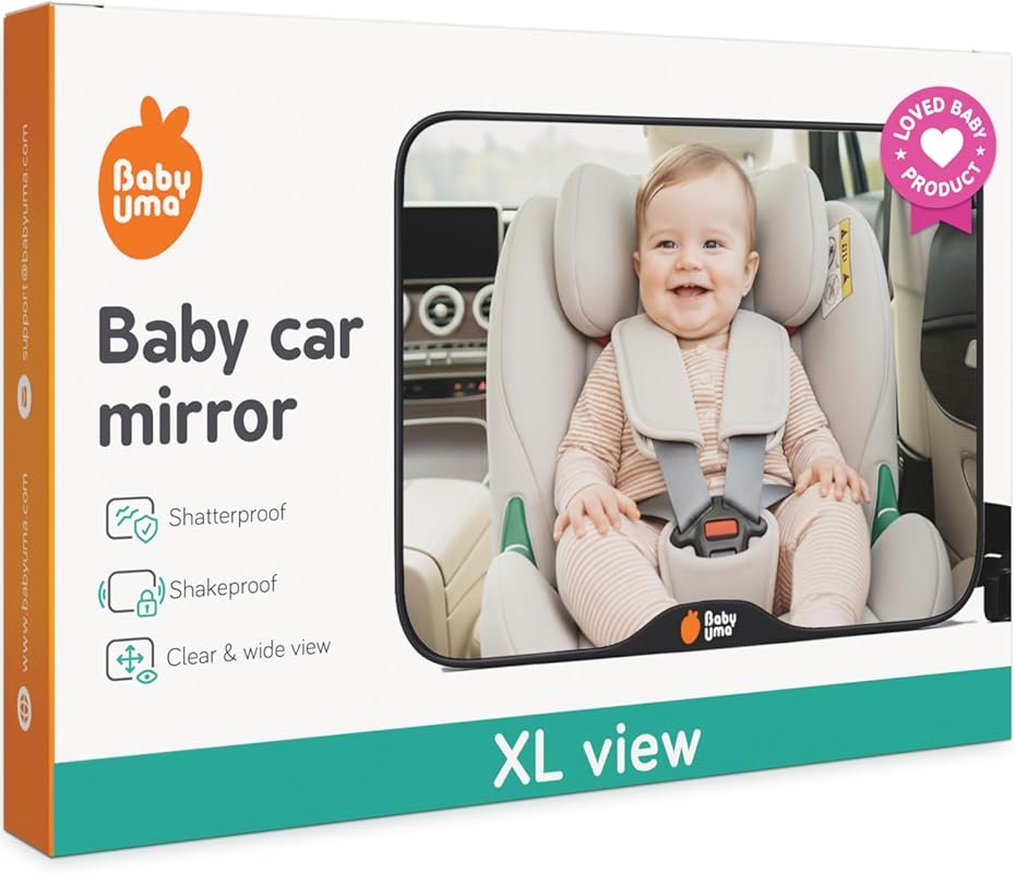 Baby Uma Baby Car Mirror: Shatterproof, Wide Clear View for Safe Trave