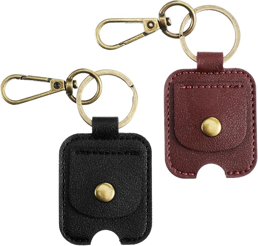 2-Piece PU Leather Car Key Cover for Broken Keys - Iron Ring Loop Repl