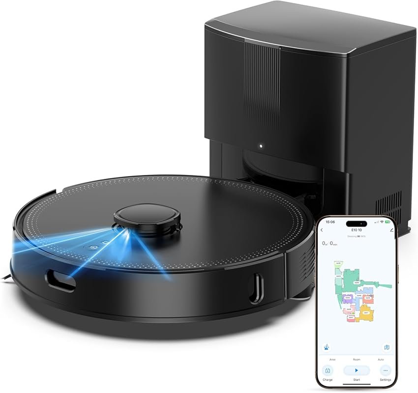 E10+ Robot Vacuum and Mop: 8000PA Suction, 75-Day Self-Emptying, LiDAR