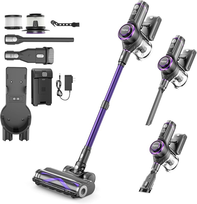 600W 65KPA Cordless Stick Vacuum 75 Min Runtime, AI Auto Suction Pet H