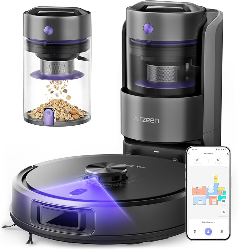 Q20 Ultra Robot Vacuum Mop: 6000Pa Suction, LiDAR Navigation, Self-Emp