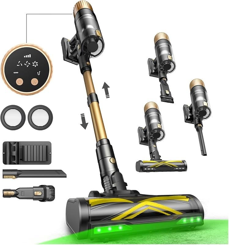 Ultenic Cordless Stick Vacuum: 600W, 60KPA, 65 Mins, Touch Screen, Sel