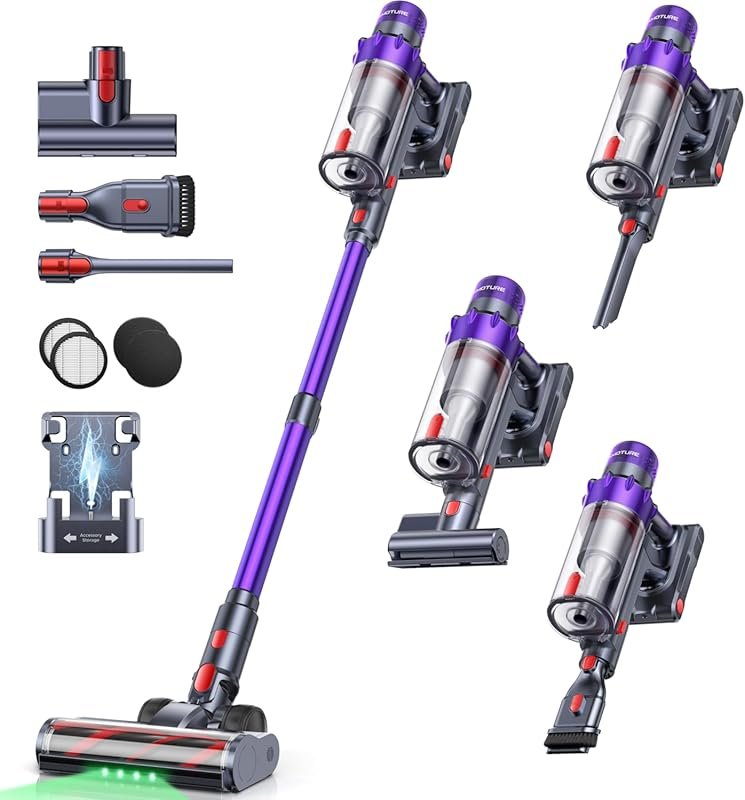 SMOTURE Cordless Vacuum with 650W 55KPA Suction, 70Min Runtime, LED To