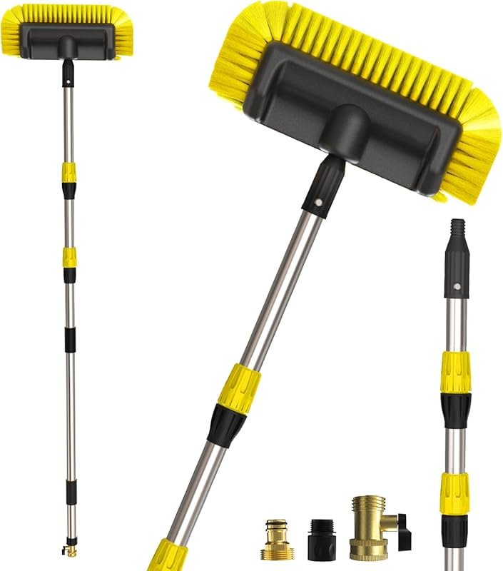 Buyplus 5-12 Foot Telescopic Car Wash Brush with 12-Inch Soft Bristle,