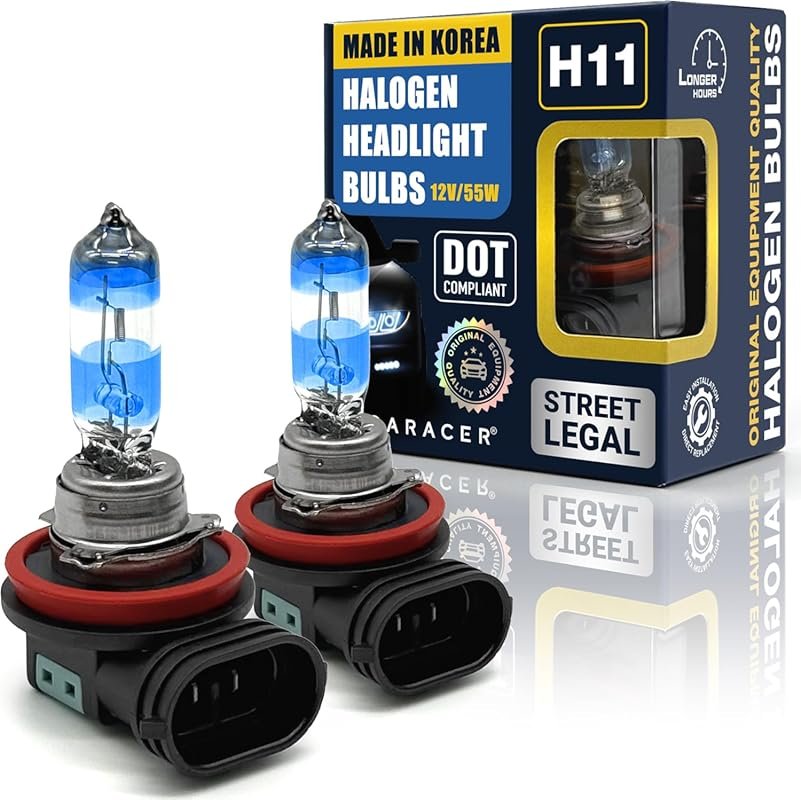 Mega Racer Premium H11 Halogen Low Beam Bulb, Street-Legal DOT Complia