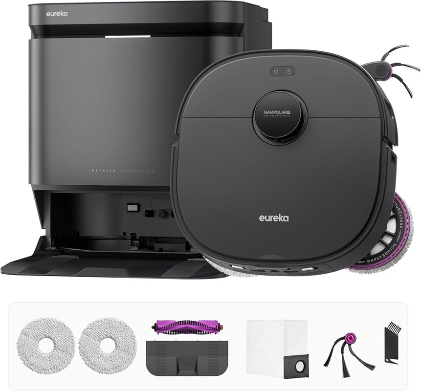 Eureka J15 Max Ultra Robot Vacuum: 22,000 Pa Suction, Hot Water Wash, 