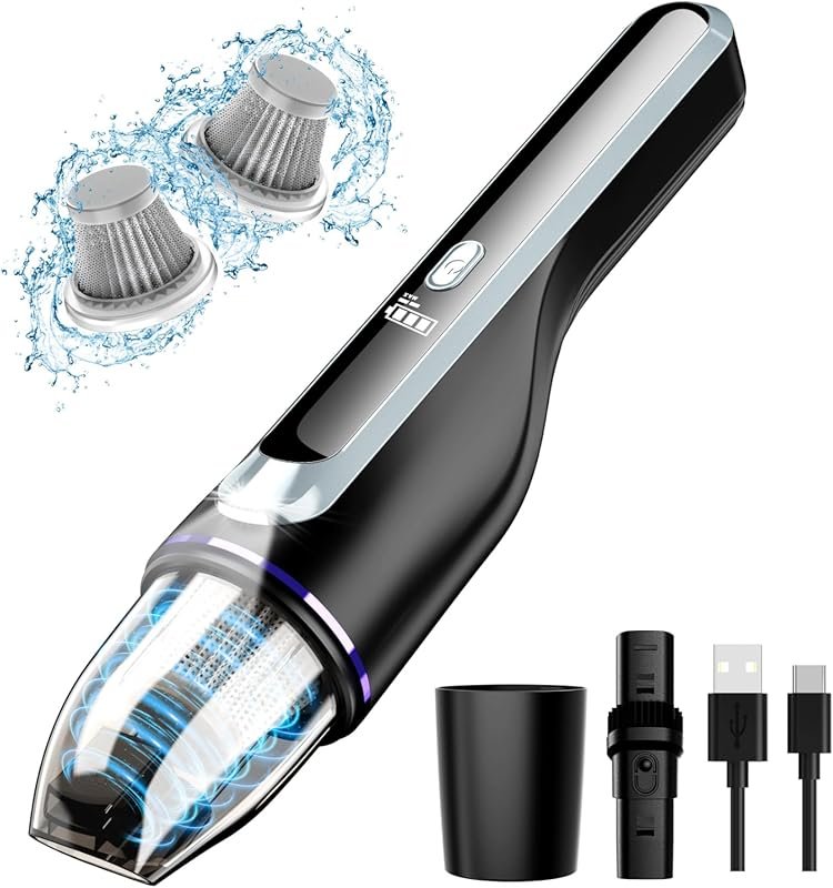 Lightweight Handheld Vacuum with Brushless Motor, 14000Pa Suction, LED