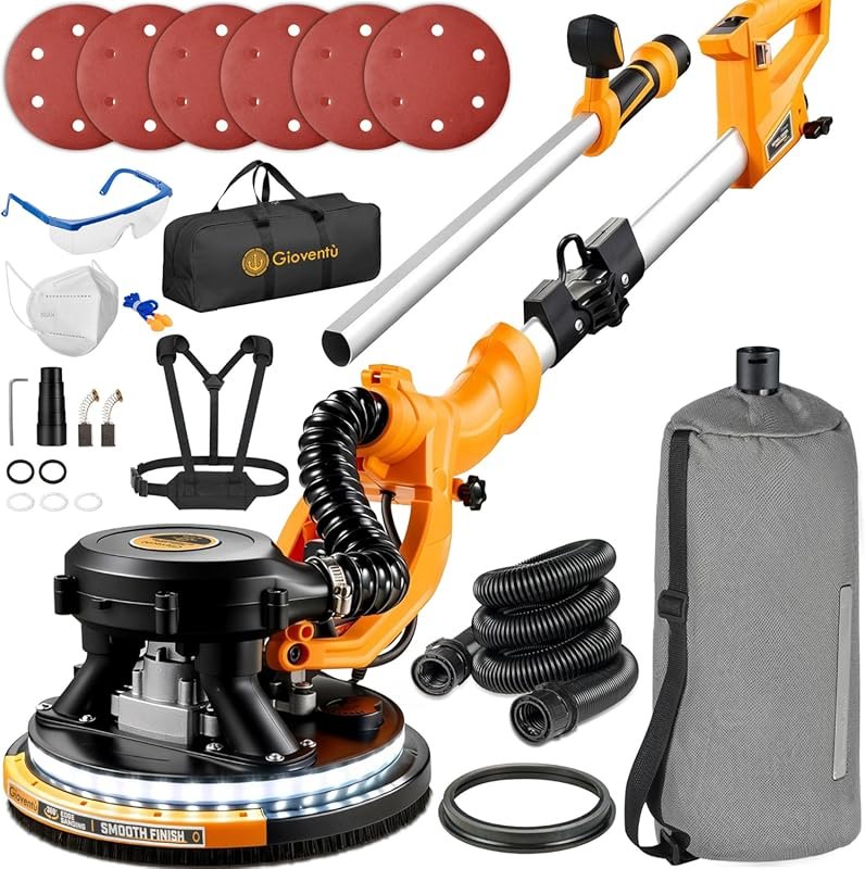 950W Drywall Sander with Vacuum, 9 Variable Speeds 800-2100RPM, LED Li