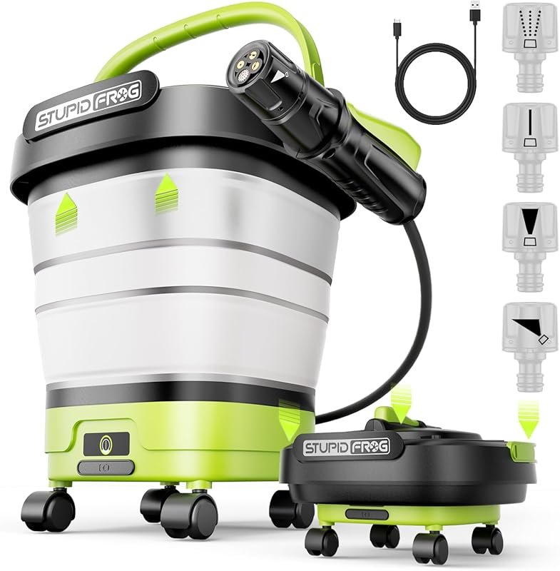 Portable Cordless Pressure Washer: Foldable 12L Tank, 4-in-1 Nozzles,