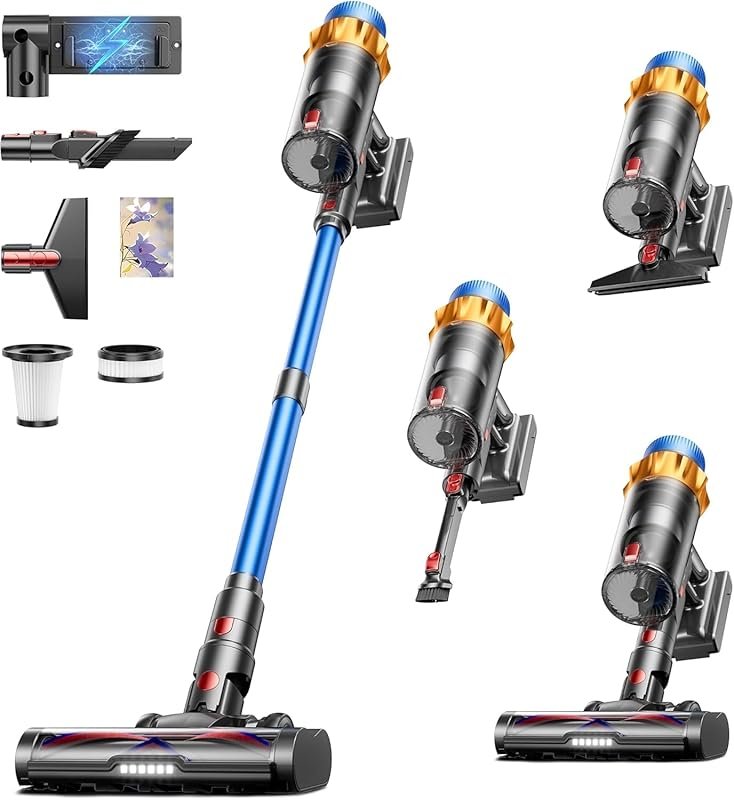 Cordless Stick Vacuum: 55KPA Suction, 650W, 70Min Runtime, Self-Standi
