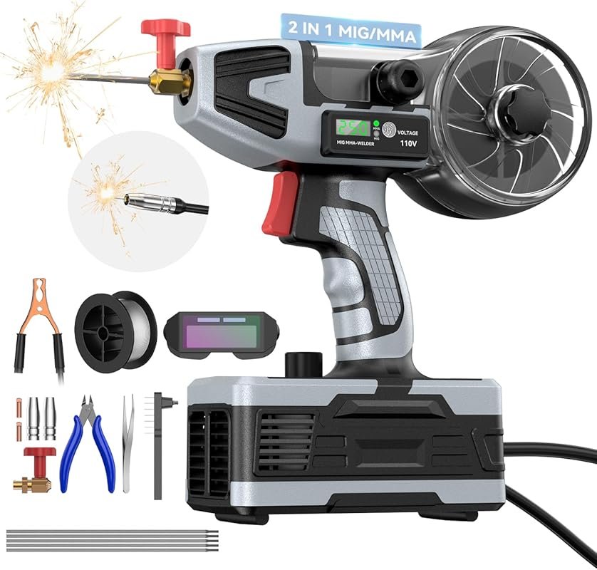 2-in-1 250A MIG/Stick Welder 110V Gasless Flux Core Wire Feed MMA ARC 
