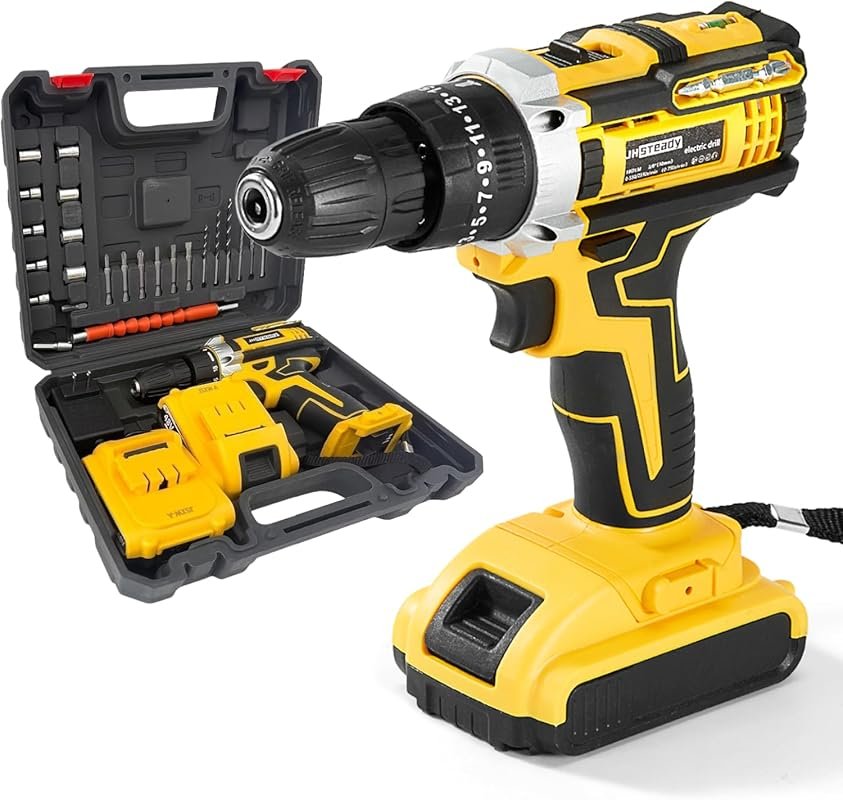 21V Brushless Cordless Drill with 1500RPM, 25+3 Clutch, 2 Batteries, C
