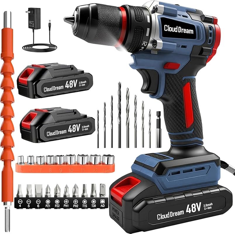 CloudDream Cordless Drill: 2 Batteries, 60N.m Torque, 21+1 Torque, 2 S
