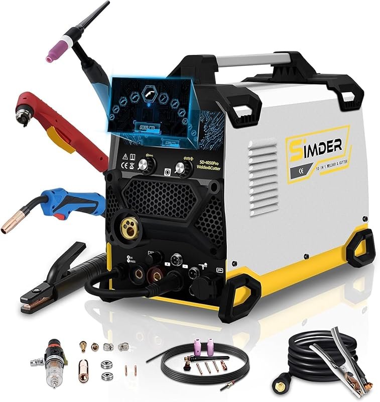 SSIMDER 200A 10-in-1 Welder Combo, Plasma Cutter, Pulse MIG, Gas MIG, 
