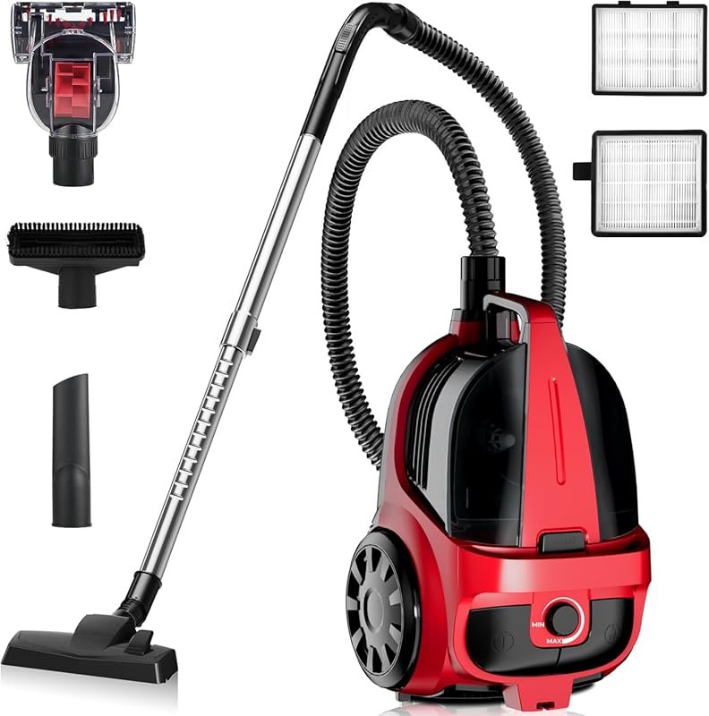 1600W Bagless Canister Vacuum: 45kPa Suction, 4L Dust Cup, Variable Sp